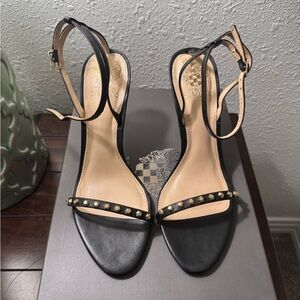 Vince Camuto Black and Gold Studded Heel